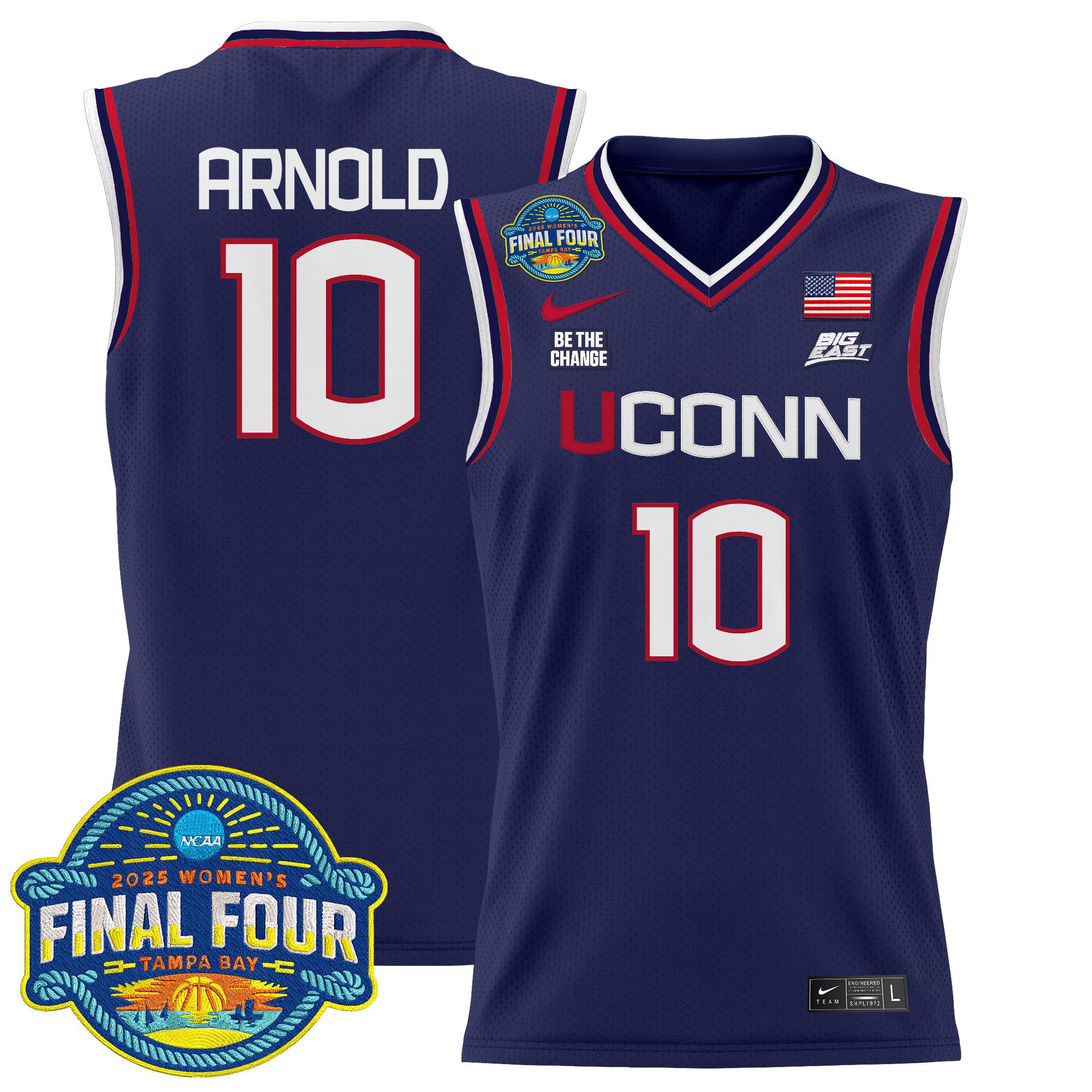 Men UConn Huskies #10 Arnold Purple Nike 2025 Big Eat Final Four Patch Lightweight Basketball NCAA Jersey
